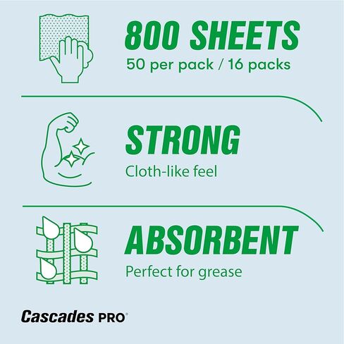 Cascades PRO Tuff-Job Airlaid Wipers – Medium Weight 1-Ply Disposable Wipes – Highly Absorbent Towels for Industrial, Automotive, and Janitorial Cleaning – 50 Sheets/Pack – W300 – White in Kuwait