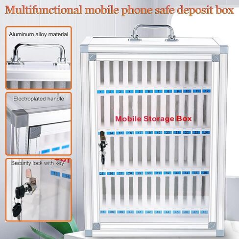 Mobile Phone Charging Stations Mobile Phone Safe Cell Phone Storage Box for Schools Mobile Phone Charging Cabinet for PE（Silver-60） in Saudi Arabia