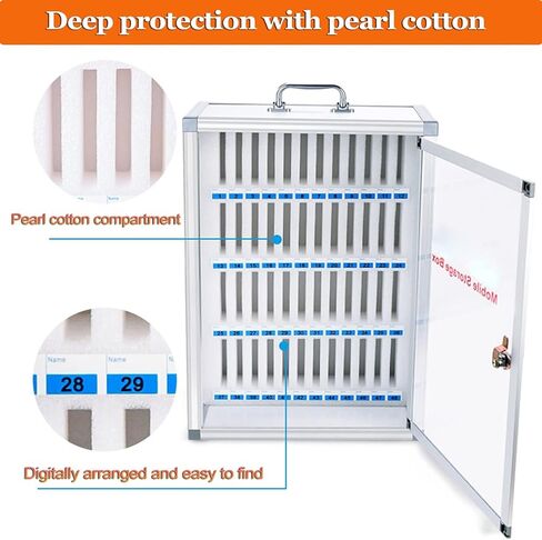 Mobile Phone Charging Stations Mobile Phone Safe Cell Phone Storage Box for Schools Mobile Phone Charging Cabinet for PE（Silver-60） in Saudi Arabia