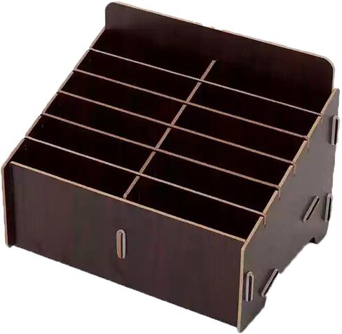 Hand Mobile Phone Storage Box Desktop Storage Rack Wooden Mobile Phone Storage Box,Open Storage Easy to Clean Surface Trapezoidal Shape,Easy to Move,Suitable for School O（One Color-60 grids） in Saudi Arabia