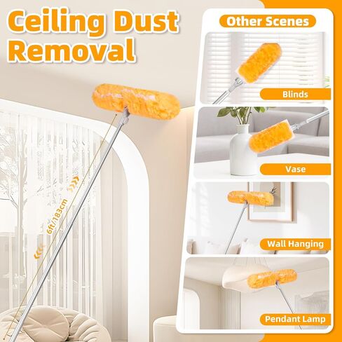 6 ft Extendable Handle with 20 Duster Refills, Heavy Duty Duster Refills Kit Compatible with Swiffer, 360 Disposable Microfiber Duster Pads for Ceiling Fan, Window & Hard to Reach Areas Cleaning in Saudi Arabia
