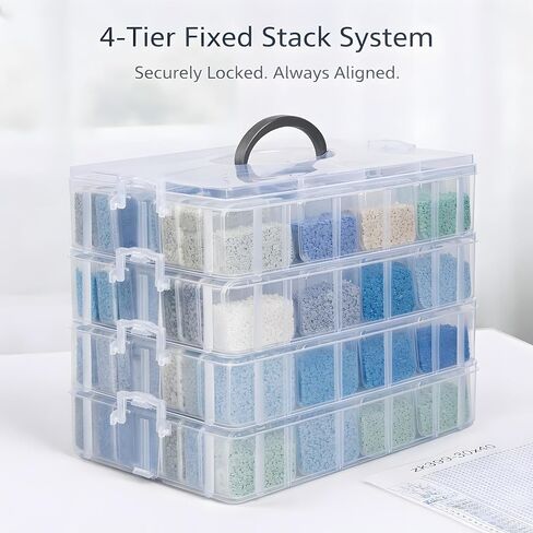 Bead Organizer Box,108 Pcs Plastic Containers Boxes with Lid 3-Tie Clear Stackable Cases Craft Rectangle Boxes for Diamond Painting Accessories,Jewelry (3-Tire Bead Organizer) in Saudi Arabia