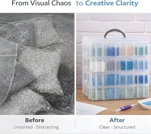 Bead Organizer Box,108 Pcs Plastic Containers Boxes with Lid 3-Tie Clear Stackable Cases Craft Rectangle Boxes for Diamond Painting Accessories,Jewelry (3-Tire Bead Organizer) in Saudi Arabia