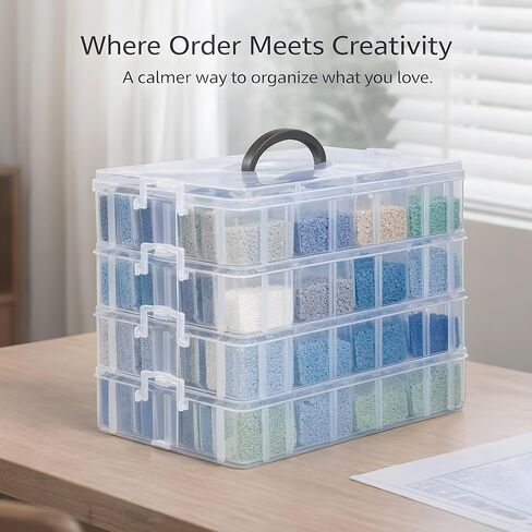 Bead Organizer Box,108 Pcs Plastic Containers Boxes with Lid 3-Tie Clear Stackable Cases Craft Rectangle Boxes for Diamond Painting Accessories,Jewelry (3-Tire Bead Organizer) in Saudi Arabia