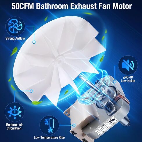 استبدال محرك مروحة تهوية الحمام 120 فولت 50CFM متوافق مع Broan-NuTone، محرك مروحة عادم فتحة تهوية الحمام متوافق مع C65878، VFM100، E498-1، 82423K، K111، C01575(0.65a) in Kuwait