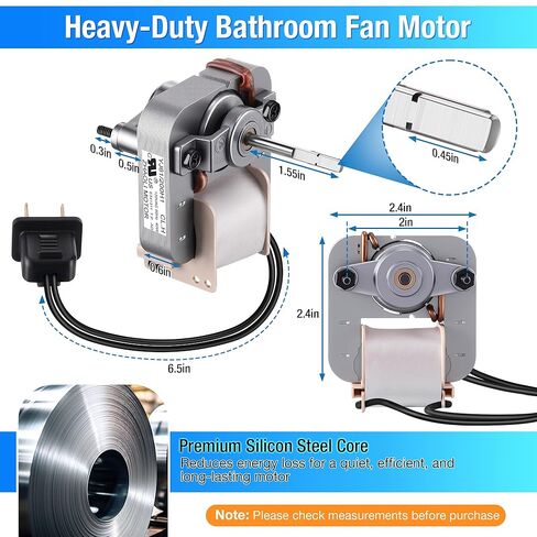 استبدال محرك مروحة تهوية الحمام 120 فولت 50CFM متوافق مع Broan-NuTone، محرك مروحة عادم فتحة تهوية الحمام متوافق مع C65878، VFM100، E498-1، 82423K، K111، C01575(0.65a) in Kuwait