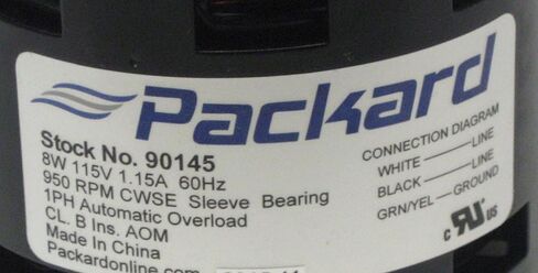 Packard 90145 Motor for Greenheck 310145, 8 Watt, 115/60 Volts, 950 RPM, CWSE in Saudi Arabia