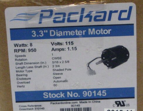 Packard 90145 Motor for Greenheck 310145, 8 Watt, 115/60 Volts, 950 RPM, CWSE in Saudi Arabia