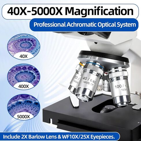 SWIFT SW320T Trinocular Microscope 40X-5000X,Professional Lab Compound Microscope with 2MP Camera, Carrying Case, Phone Holder & Experiment Accessories - Metal Body for Adults & Students in Saudi Arabia