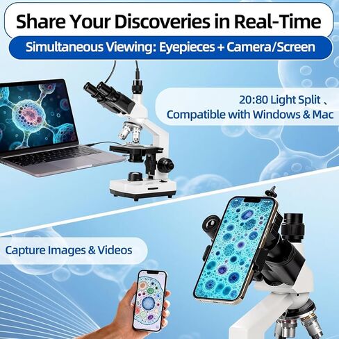 SWIFT SW320T Trinocular Microscope 40X-5000X,Professional Lab Compound Microscope with 2MP Camera, Carrying Case, Phone Holder & Experiment Accessories - Metal Body for Adults & Students in Saudi Arabia