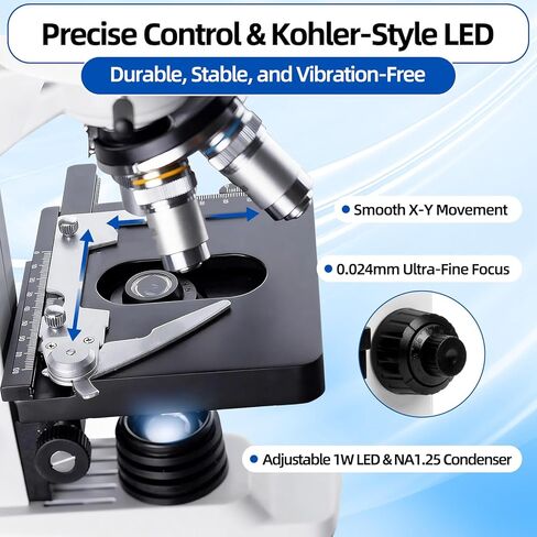 SWIFT SW320T Trinocular Microscope 40X-5000X,Professional Lab Compound Microscope with 2MP Camera, Carrying Case, Phone Holder & Experiment Accessories - Metal Body for Adults & Students in Saudi Arabia