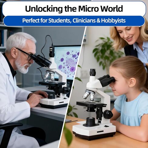 SWIFT SW320T Trinocular Microscope 40X-5000X,Professional Lab Compound Microscope with 2MP Camera, Carrying Case, Phone Holder & Experiment Accessories - Metal Body for Adults & Students in Saudi Arabia