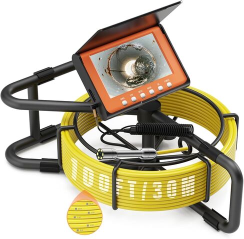 Sewer Camera 100FT, Sewer Pipe Inspection Camera,can Zoom in and Out, 5" 1080P Screen & DVR, 5000mAh Battery, IP68 Waterproof, 6 LED Lights, 32GB Card in Saudi Arabia