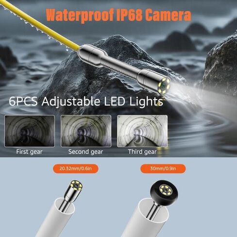 Sewer Camera 100FT, Sewer Pipe Inspection Camera,can Zoom in and Out, 5" 1080P Screen & DVR, 5000mAh Battery, IP68 Waterproof, 6 LED Lights, 32GB Card in Saudi Arabia