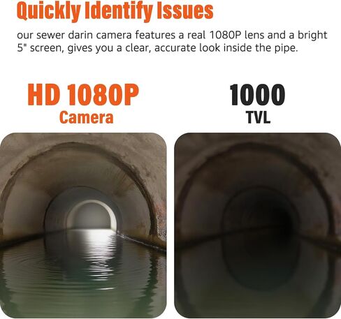Sewer Camera 100FT, Sewer Pipe Inspection Camera,can Zoom in and Out, 5" 1080P Screen & DVR, 5000mAh Battery, IP68 Waterproof, 6 LED Lights, 32GB Card in Saudi Arabia