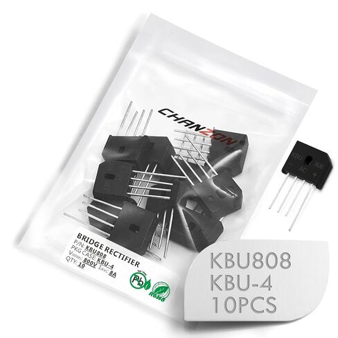 (Pack of 10 Pieces) Chanzon KBU808 Bridge Rectifier Diode 8A 800V KBU-4 (SIP-4) Single Phase, Full Wave 8 Amp 800 Volt Electronic Silicon Diodes in Saudi Arabia