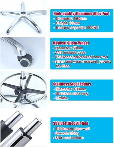 كرسي دوار مريح بمقعد منفصل على شكل سرج مع دعم للظهر، ارتفاع قابل للتعديل 48-86 سم، عجلات دوارة 360 درجة، مقعد طبي عالي التحمل للاستخدام في طب الأسنان والجمال والمكتب (48-60 سم (18 7/8 بوصة - 23 5/8 بوصة) ارتفاع in Kuwait