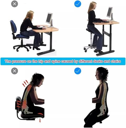 كرسي دوار مريح بمقعد منفصل على شكل سرج مع دعم للظهر، ارتفاع قابل للتعديل 48-86 سم، عجلات دوارة 360 درجة، مقعد طبي عالي التحمل للاستخدام في طب الأسنان والجمال والمكتب (48-60 سم (18 7/8 بوصة - 23 5/8 بوصة) ارتفاع in Kuwait