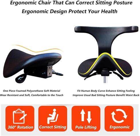 Ergonomic Saddle Chair with Backrest, Hydraulic Adjustable Rolling Stool for Dental Clinic, Spa, Salon, Office(45~60cm) in Saudi Arabia