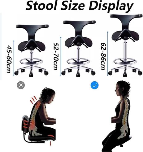 Ergonomic Saddle Chair with Backrest, Hydraulic Adjustable Rolling Stool for Dental Clinic, Spa, Salon, Office(52~70cm) in Saudi Arabia