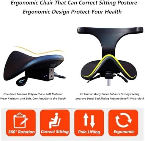 Ergonomic Saddle Chair with Backrest, Hydraulic Adjustable Rolling Stool for Dental Clinic, Spa, Salon, Office(52~70cm) in Saudi Arabia