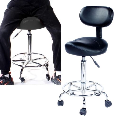 كرسي سرج دوار مريح مع مسند للظهر ومسند للقدمين، مقعد دوار لاستخدام خبير تجميل الأسنان، ارتفاع قابل للتعديل 58-76 سم، شديد التحمل، عجلات 360 درجة، بحد أقصى 200 كجم in Kuwait