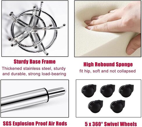 كرسي سرج دوار مريح مع مسند للظهر ومسند للقدمين، مقعد دوار لاستخدام خبير تجميل الأسنان، ارتفاع قابل للتعديل 58-76 سم، شديد التحمل، عجلات 360 درجة، بحد أقصى 200 كجم in Kuwait