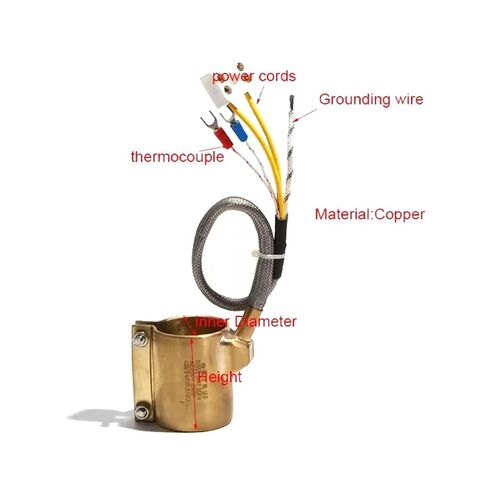 1pc Brass Copper Insulated Band Heater Coil Closed Type 220v 42x40mm 42x60mm 240W-360W for Injection Molding Machine(5 Wires,220V_IDXH 42X60MM 360W) in Kuwait