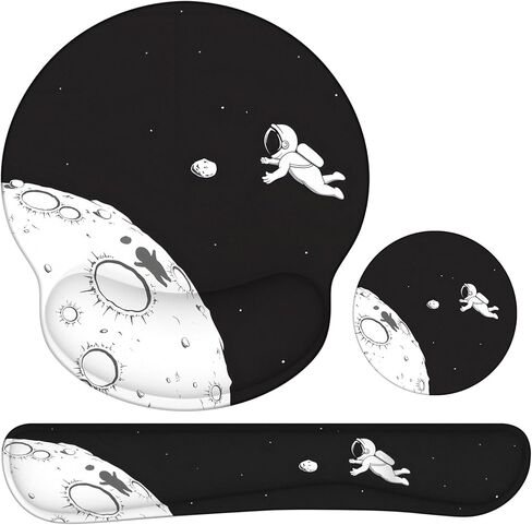Ergonomic Mouse Pad with Wrist Rest and Keyboard Wrist Rest, Memory Foam Wrist Rest for Computer Keyboard, Easy Typing, Pain Relief, Mouse Pad Wrist Support for Gaming,Office, Laptop, Black Flower in Kuwait