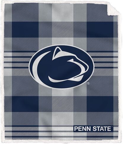 NCAA Penn State Nittany Lions Plaid Steel Royal Plush Sherpa Blanket in Kuwait