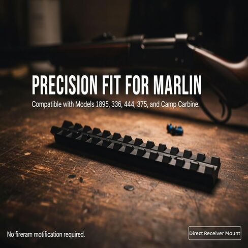PrimeMach® 0 MOA Picatinny Scope Mount Rail لـ Marlin 1895، 336، 444، 375 & Camp Carbine - محول قاعدة تكتيكية من قطعة واحدة - طلاء صلب من الألومنيوم المؤكسد - متوافق مع حلقات ويفر وبيكاتيني in Kuwait