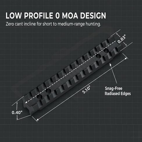 PrimeMach® 0 MOA Picatinny Scope Mount Rail لـ Marlin 1895، 336، 444، 375 & Camp Carbine - محول قاعدة تكتيكية من قطعة واحدة - طلاء صلب من الألومنيوم المؤكسد - متوافق مع حلقات ويفر وبيكاتيني in Kuwait