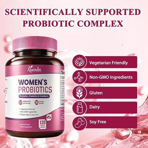 Women Probiotics 50 Billion CFU: Probiotics for Women with Prebiotics & Cranberry, 16 Strain Probiotic Supplement for Digestive Gut Health, Vaginal & Urinary Tract Support Vegan Probiotic 120 Capsules in Saudi Arabia