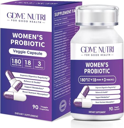 Probiotics 180 Billion CFU 18 Strains Contains Organic Prebiotic Cranberry Probiotic Supplement Digestion Immunity for Women's Health,Non Soy Gluten Dairy Free 90 Vegetarian Capsules in Saudi Arabia