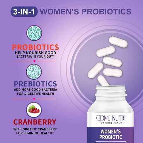 Probiotics 180 Billion CFU 18 Strains Contains Organic Prebiotic Cranberry Probiotic Supplement Digestion Immunity for Women's Health,Non Soy Gluten Dairy Free 90 Vegetarian Capsules in Saudi Arabia