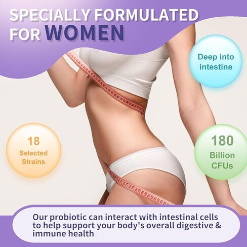 Probiotics 180 Billion CFU 18 Strains Contains Organic Prebiotic Cranberry Probiotic Supplement Digestion Immunity for Women's Health,Non Soy Gluten Dairy Free 90 Vegetarian Capsules in Saudi Arabia