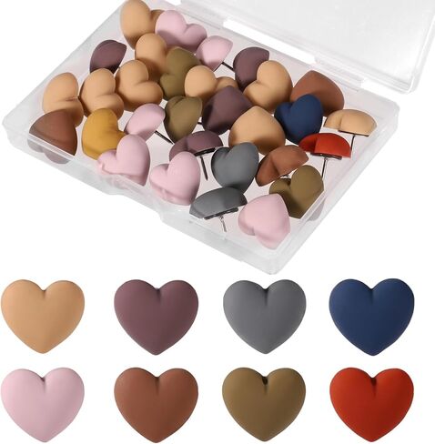 30pcs Matte Push Pins, Colorful Round Map Pins Resin Decorative Push Pins Steel Point Reusable Cute Thumb Tacks Pushpin for Cork Boards, Photos, Calendar, Home, Office, Packed in Box in Saudi Arabia