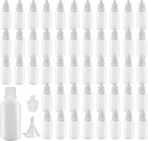 Uenhoy 50 Pcs Plastic Squeeze Dropper Bottles 15ml Empty Thin Tip Dropper Bottle with Cap and Plug for Oil Liquid Storage, White Caps in Saudi Arabia