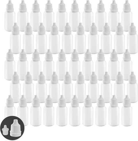 Uenhoy 50 Pcs Plastic Squeeze Dropper Bottles 15ml Empty Thin Tip Dropper Bottle with Cap and Plug for Oil Liquid Storage, White Caps in Saudi Arabia