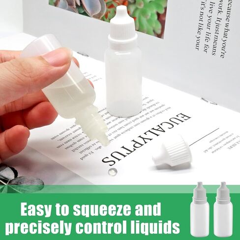 Uenhoy 50 Pcs Plastic Squeeze Dropper Bottles 15ml Empty Thin Tip Dropper Bottle with Cap and Plug for Oil Liquid Storage, White Caps in Saudi Arabia