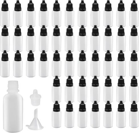 Uenhoy 50 Pcs Plastic Squeeze Dropper Bottles 15ml Empty Thin Tip Dropper Bottle with Cap and Plug for Oil Liquid Storage, White Caps in Saudi Arabia