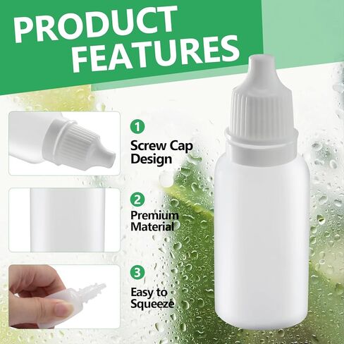 Uenhoy 50 Pcs Plastic Squeeze Dropper Bottles 15ml Empty Thin Tip Dropper Bottle with Cap and Plug for Oil Liquid Storage, White Caps in Saudi Arabia