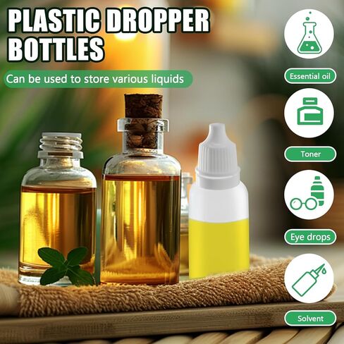 Uenhoy 50 Pcs Plastic Squeeze Dropper Bottles 15ml Empty Thin Tip Dropper Bottle with Cap and Plug for Oil Liquid Storage, White Caps in Saudi Arabia