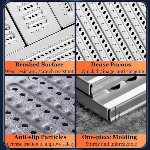 Concrete Permeable Grating 304 Stainless Steel Channel Drain Cover for Driveway Grating (Pack of 6) Underground Drainage Trough(58x25x2.5cm/22.83x9.84x0.98in) in Saudi Arabia