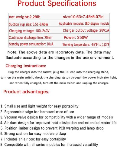 كوب شفط كهربائي لشاشة LED للصيانة الأمامية، سعة تحميل 66 رطل، تحكم متعدد الوظائف للشاشة المنحنية، بلاط الأرضية، وحدات COB/GOB in Kuwait