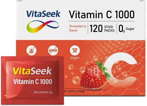 1000mg Vitamin C Powder Packets Sugar Free Variety Flavor - 60 Count/2 Month Supply in Saudi Arabia