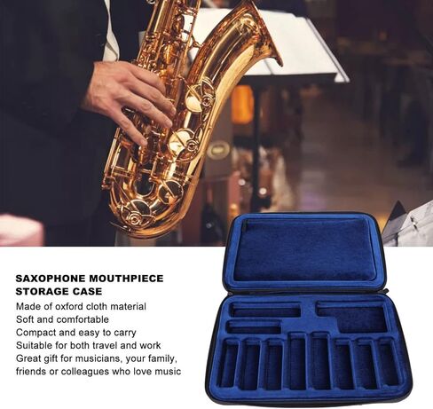 Kadimendium Portable Saxophone Mouthpiece Storage Case Soft Oxford Cloth, Universal Mouthpiece Bag for Musicians, Black in Saudi Arabia