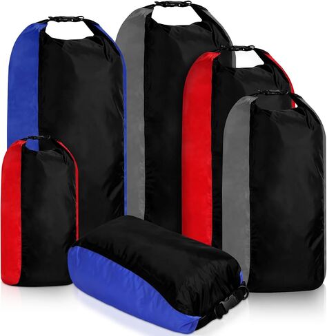 Soulchen 6 Pack Dry Bag Waterproof Compression Dry Sack Color-blocked 3l /5l /10l /15l /20l /35l, Sleeping Bags Protect Gear for Outdoor Kayaking, Backpacking, Boating, Fishing, Swimming and Camping in Saudi Arabia