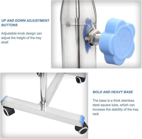 Kitchen Storage Trolley Rolling Tool Trolley Cart with Storage Tray,Shelf Stainless Steel Rolling Cart with Wheels for Kitchen,Home,Medical in Saudi Arabia
