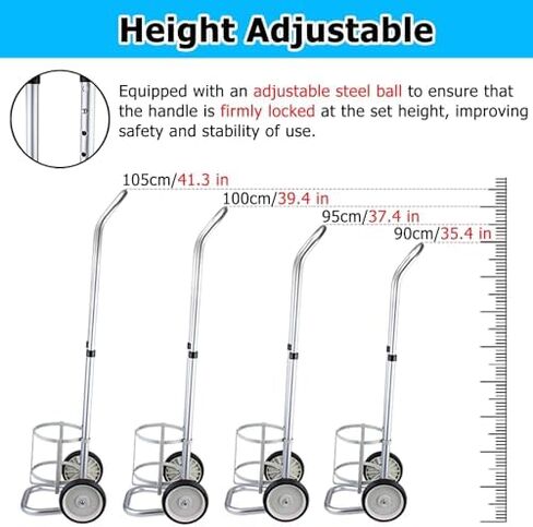 Portable Gas Cylinder Holder with Wheels, Adjustable Metal Trolley Rack for Easy Assembly, Perfect for Home, Clinic, Ambulance & Operating Room, Fits 125mm-4 9/10 in Cylinders in Saudi Arabia